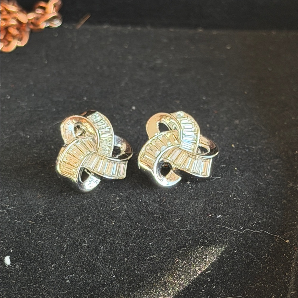 Trifari Silver Knot Earrings